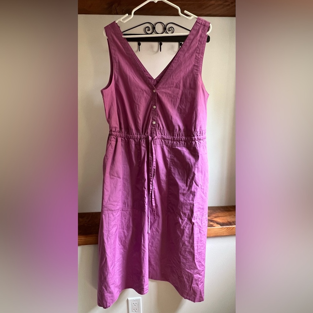 NWOT Gap orchid pink lilac cotton poplin dress with pockets and belt - L…